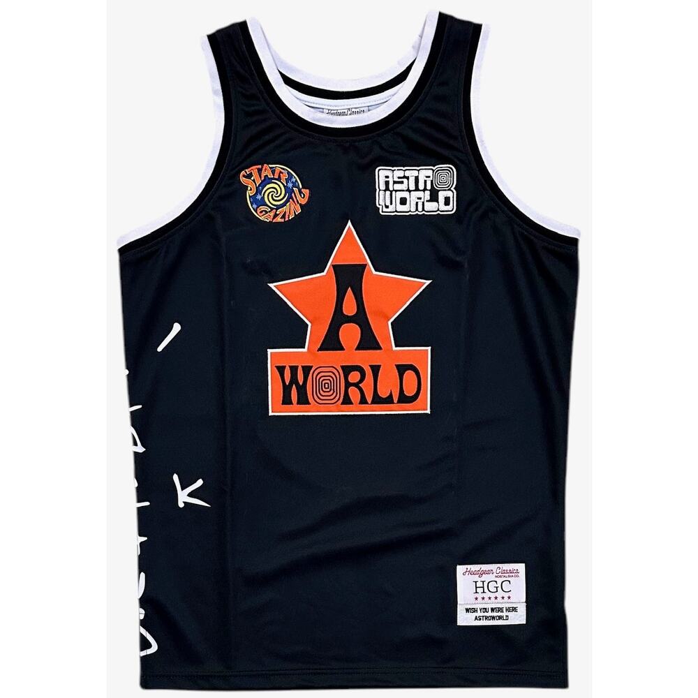 Travis Scott Men's Headgear Classics Astroworld Basketball Jersey in Black